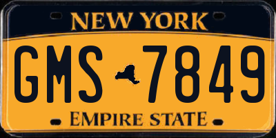 NY license plate GMS7849