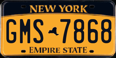NY license plate GMS7868