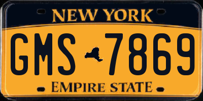 NY license plate GMS7869