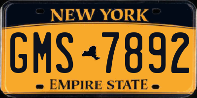 NY license plate GMS7892