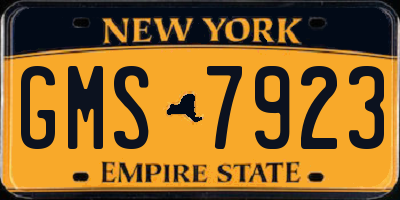 NY license plate GMS7923