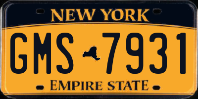 NY license plate GMS7931