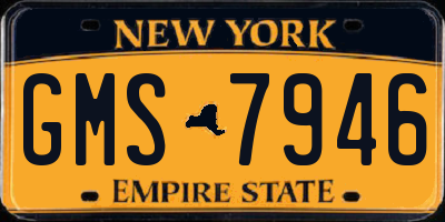 NY license plate GMS7946