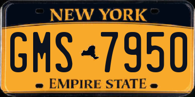 NY license plate GMS7950