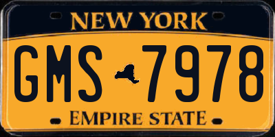 NY license plate GMS7978