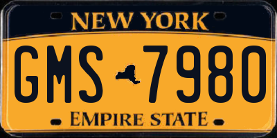 NY license plate GMS7980