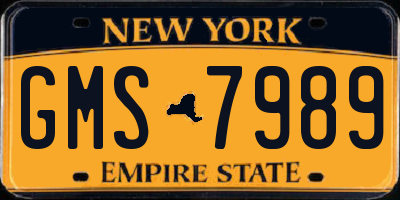 NY license plate GMS7989