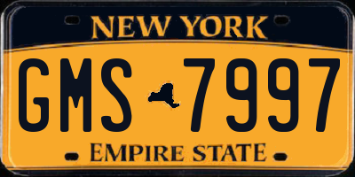 NY license plate GMS7997