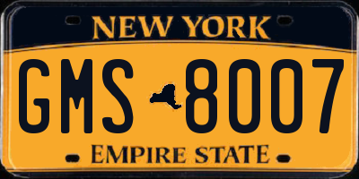 NY license plate GMS8007