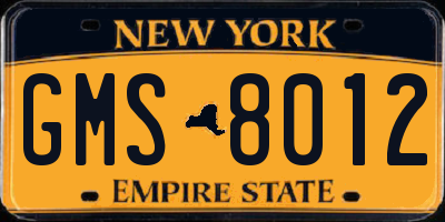 NY license plate GMS8012