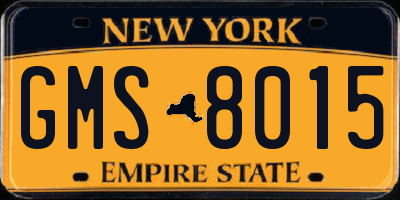 NY license plate GMS8015