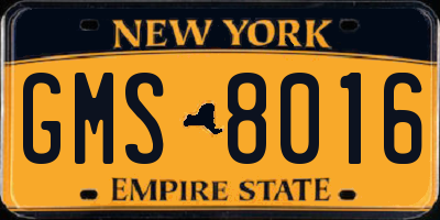 NY license plate GMS8016
