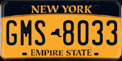 NY license plate GMS8033