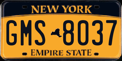 NY license plate GMS8037
