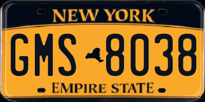NY license plate GMS8038