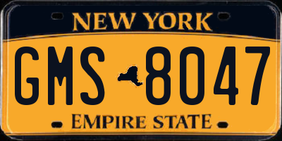 NY license plate GMS8047