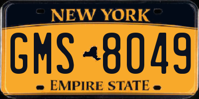 NY license plate GMS8049