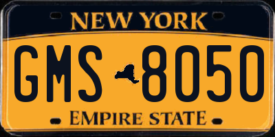 NY license plate GMS8050