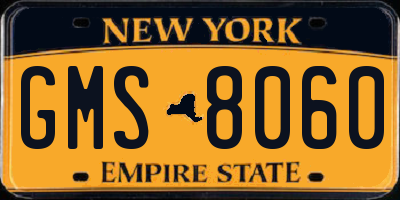 NY license plate GMS8060