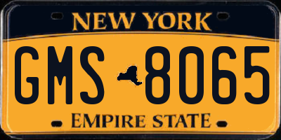 NY license plate GMS8065