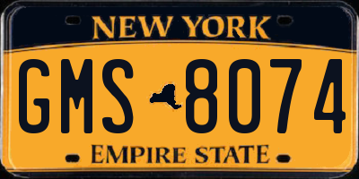 NY license plate GMS8074