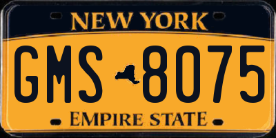 NY license plate GMS8075
