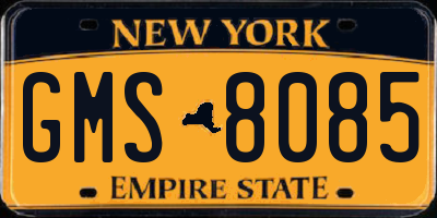 NY license plate GMS8085