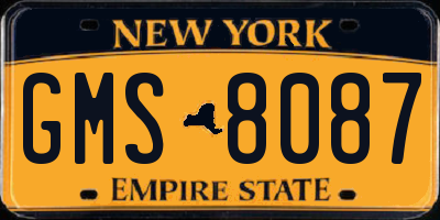 NY license plate GMS8087