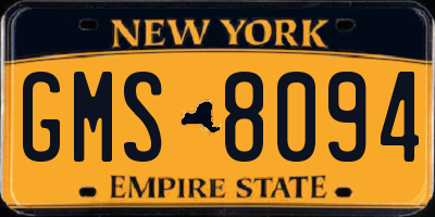 NY license plate GMS8094