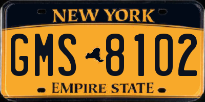 NY license plate GMS8102