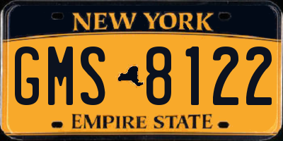 NY license plate GMS8122