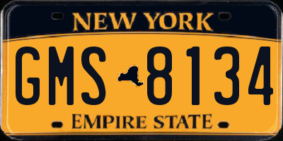 NY license plate GMS8134