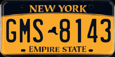 NY license plate GMS8143