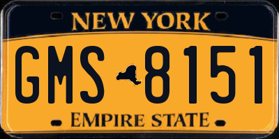 NY license plate GMS8151