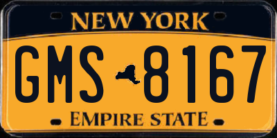 NY license plate GMS8167