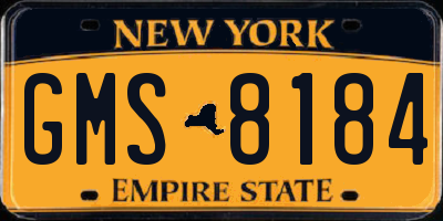NY license plate GMS8184