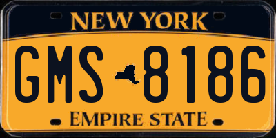 NY license plate GMS8186