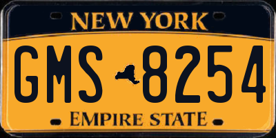 NY license plate GMS8254