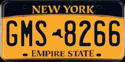 NY license plate GMS8266