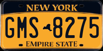 NY license plate GMS8275