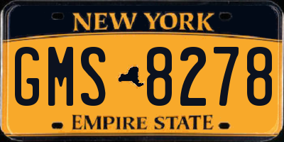 NY license plate GMS8278