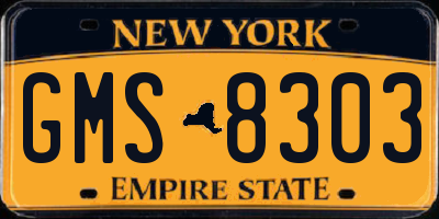 NY license plate GMS8303