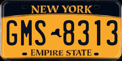 NY license plate GMS8313