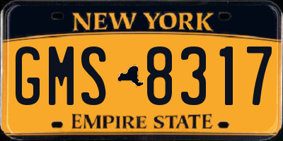 NY license plate GMS8317