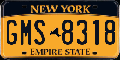 NY license plate GMS8318