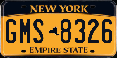 NY license plate GMS8326