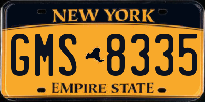 NY license plate GMS8335