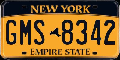 NY license plate GMS8342