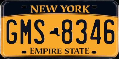 NY license plate GMS8346