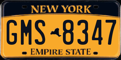 NY license plate GMS8347